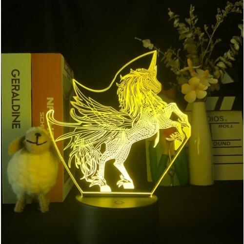 Baby Nursery Desk Lamp Room Decoration LED Night Light 3D Unicorn Illusion Bedside Nightlight Acrylic Surprise Gift for Kids