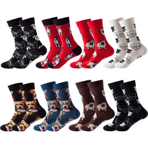 Combed Novelty Men Socks Fashion Women Hip Hop Harajuku Animal Dog Cool Happy Skateboard Tube Funny Christmas Gift