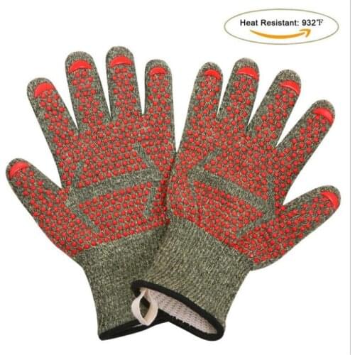 New camouflage high temperature waterproof cut 500 degree insulated barbecue microwave oven gloves BBQ silicone 2 piece
