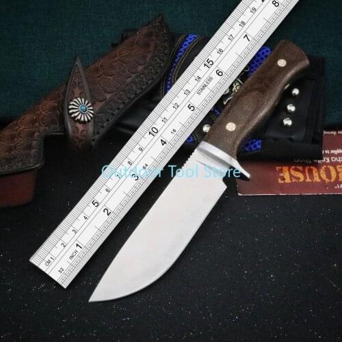 Hunting Knife Fixed Balde Knife M390 Blade Wood Handle Hunting Knife Camping Hiking with Sheath Tactical Knife Outdoor Knife