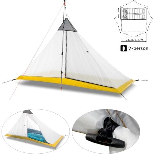 620g Ultralight 40D Nylon Silicon Coating Inner Tent Outdoor 4 Seasons Camping Tent Rodless Pyramid Marquee Large Tent 2 Person