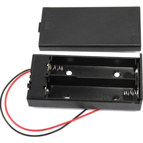 2 x 18650 Plastic Battery Storage Case Box Holder 2 Slots DIY Batteries Clip Holder Container With Wire Leads ON/OFF Switch