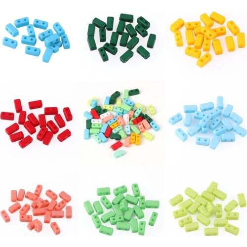 Multicolor Two Hole Tila Acrylic Glass Seed Bead Square Spacer Loose Charm Bracelet Necklace For Jewelry Making Accessories