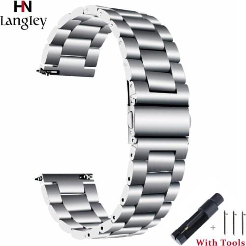 18 20 22 24mm Full Stainless Steel Watchband For SAMSUNG GEAR S3 S2 Classic Straps Galaxy watch 42 46mm Huawei Watch 2 Pro/ GT
