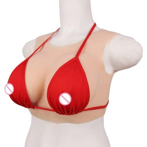 Sexy Silicone Breast Forms Round Collar Fake Boobs Drag Queen Breasts Cotton Filler Ajusen for Crossdresser Shemale Transgender