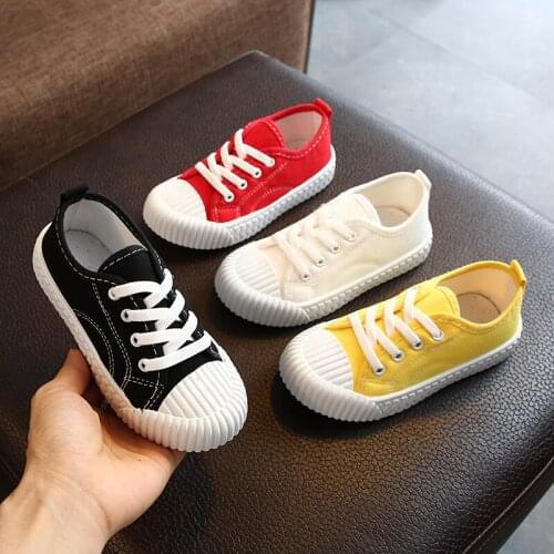 Girls Sport Shoes Autumn Solid Color Kids Canvas Shoes Flat Casual Boys Sneakers Toddler Boy Shoes Size 21-38 SP093