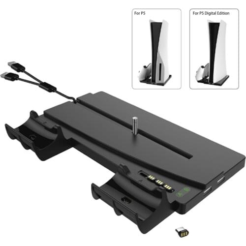 For PS5 Vertical Stand Dual Controller Charger Charging Dock Station For Playstation 5 PS5 Digital Version/UHD Charger Cradle