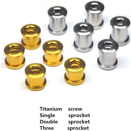 Bicycle chainwheel screw titanium ultra light single double three chainwheel rotor nut titanium bolts gold silver