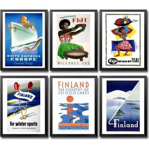 Europe Fiji Finland Vintage Travel Poster