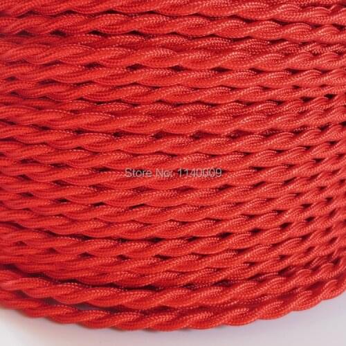 Shiny Red Color 2 x 0.75mm2 Twisted Cable Twisted Electrical Wire Cloth Covered Wire