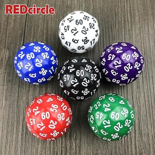 High Quality Black Red Blue Green Purple White Different Color 60 Sided D60 Big Dice Toy DnD Rpg Dados