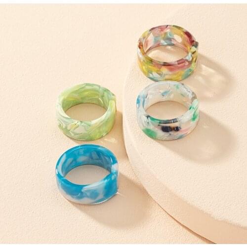 Resin Matching Rings for Women Anillo Bagues Bohemian Jewelry Teen Girls Sieraden Accesorios Mujer Fashion 2021 Bijoux Lgbt Gift