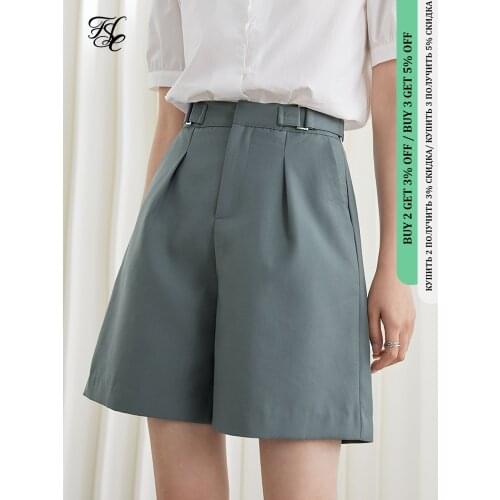 FANSILANEN Office Lady Suit Shorts Women Summer Loose High Waist Wide Leg Pants 2021 New Outer Wear Casual Pants For Women