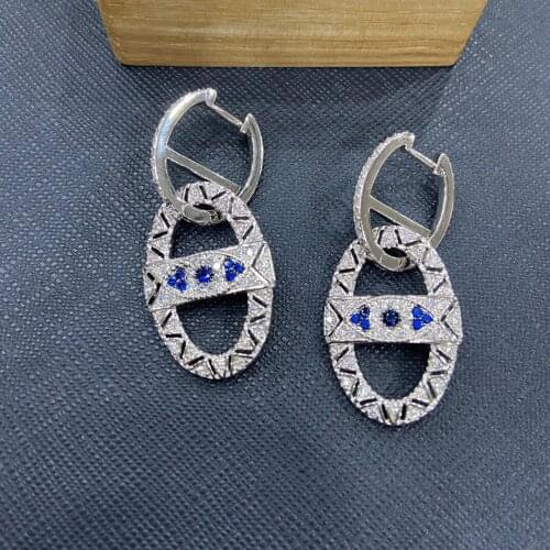 SLJELY Fashion 925 Sterling Silver Evil Eye Chain Link Hoop Earrings Micro Zirconia Stone Women April New SYMBOLE Series Jewelry