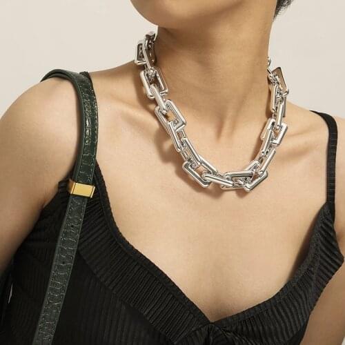 New Punk CCB Chain Exaggerated Geometric Square Choker Necklace Gothic Chunky Thick Necklace Women Hip Hop Jewelry 2021