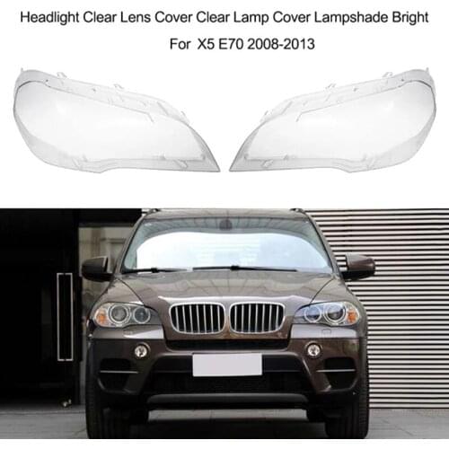 1Pair Car Front Headlight head light lamp Lens Shell Cover Replacement For-BMW x5 E70 2008-2013