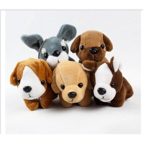 5pcs/20pcs/100pcs new 2020 Random send Wholesales kawaii 5 style mix 8CM dog Plush stuffed Toy for Children kids keychain