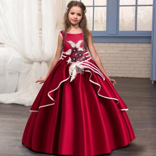 2021 Summer Floral Dresses For Girls Elegant Long Bridesmaid Dress Children Girl Wedding Party Dress Girls Clothing 10 12 Years