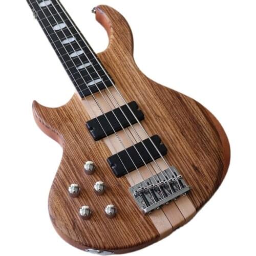 Left hand 5 string bass guitar Active Electronics 43 inch neck through body bass guitar matte finish fretless but with fret line
