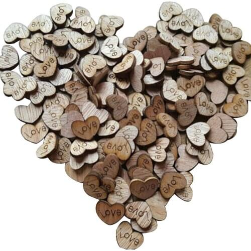 50pcs Mini Wooden Love Heart Wedding Table Scatter Diy Craft Accessories Rustic Wedding Party Diy Decoration Crafts #WT