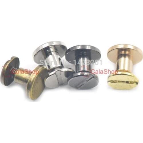 50 Pcs / Lot 9mmx6mm Brass Button Chicago Rivets Studs Screw Screwback For Leather Craft Handbags Shoes