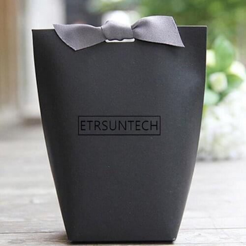 500Pcs Small Gift Paper Bags For Jewelry Gift Box Ribbon Kraft Chocolates Candy Box Packaging Wedding Party Favors Packing