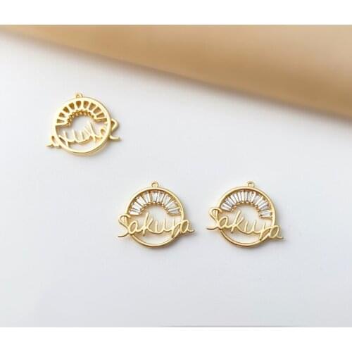 Copper Plated 18K Real Gold Jewelry Accessories DIY Zircon Jewelry Material Earrings Necklace Bracelet Accessories SAKURA Round