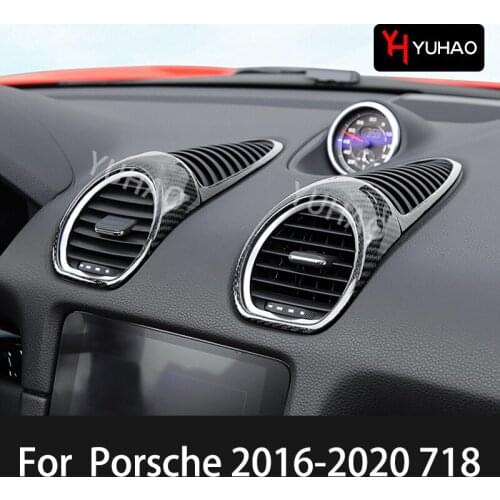 Car Instrument Air Outlet Carbon Fiber Decorative Protective Sticker For Porsche 2016-2020 718 Automotive Interior Accessories