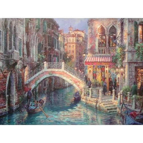 Free shipping Mediterranean venice scenery small town life oil painting canvas prints printed on canvas art decoration picture