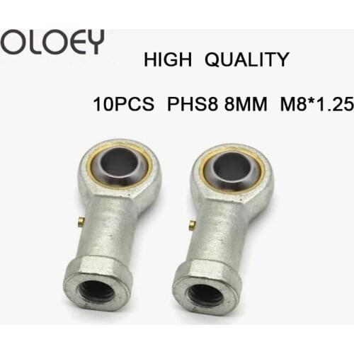 Free Shipping High Quality 10PCS PHS8 8mm Bore Diameter Rod End Bearing M8x1.25 Thread Ball Joint Rod End