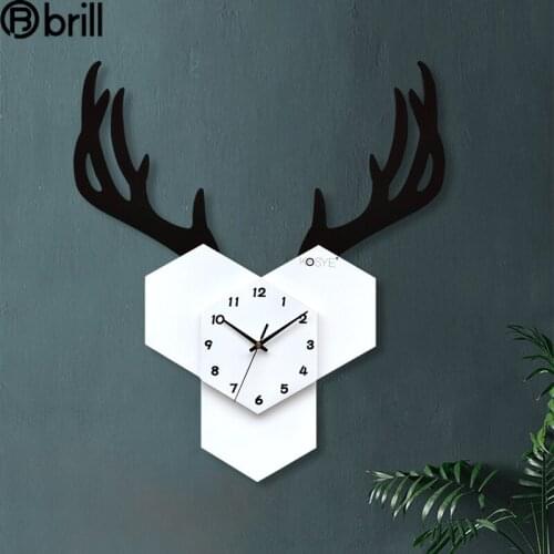 Large Wall Clocks Creative Living Room Mute Wall Clocks Home Nordic Deer Head Clock Wall Watches Home Decor Deer Head Wall Decor