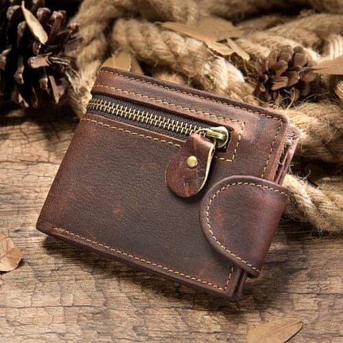 Newsbirds Leather Wallet Real Cowskin Short Purse Clip Wallet Card Purse For Men Male Short Wallet Pocket Wallet Slim