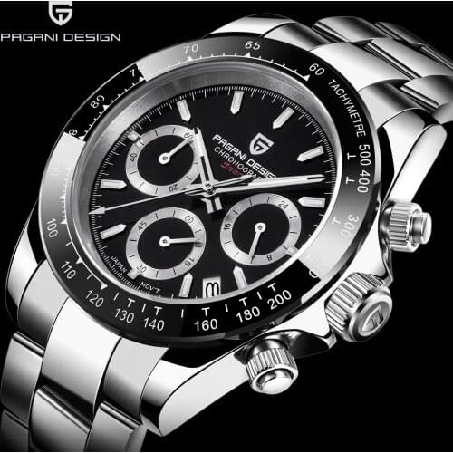 PAGANI Mens Watches Top Brand Luxury WristWatch Quartz Clock black Watch Men Waterproof Sport Chronograph Relogio Masculino