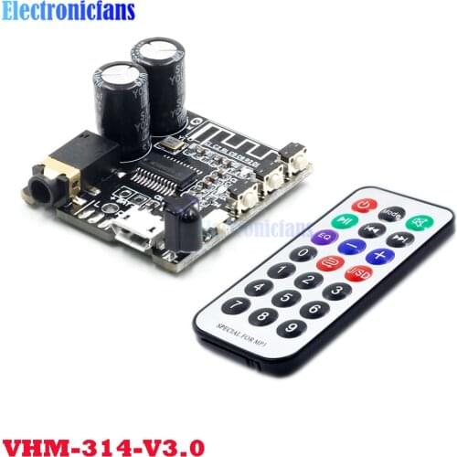 VHM-314-V3.0 Bluetooth Audio Receiver Board Bluetooth 5.0 mp3 Lossless Decoder Stereo Music Module with Infrared Control Remote