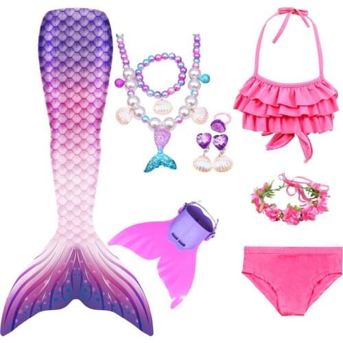 New Children Mermaid Swimsuit Costume Girls Bikini Set Mermaid Tail Cosplay Birthday Party Skirt Halloween Costume for Kids