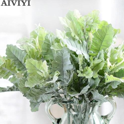 DIY artificial silver leaf chrysanthemum garden home hotel window Christmas wedding decor artificial plant
