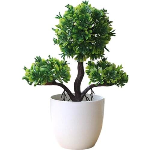 Artificial Plants Potted Bonsai Green Small Tree Plants Garden Table Hotel Fake Ornaments Flowers Party Decor Potted For Ho L9B7