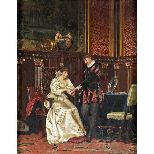 Free shipping classical noble lovers canvas prints court figures oil painting printed on canvas wall art decoration picture