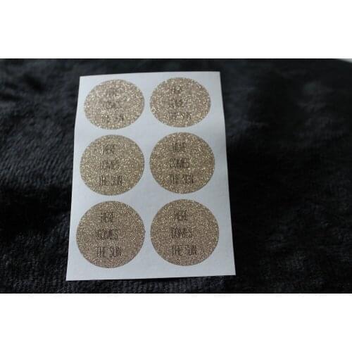 3.8cm HERE COMES THE SUN Rose gold glitter classic round sticker