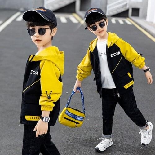 2021Korean Version Boys Fashion Coat Spring And Autumn And Winter New Childrens Splicing Top Childrens Clothing Jacket Coat