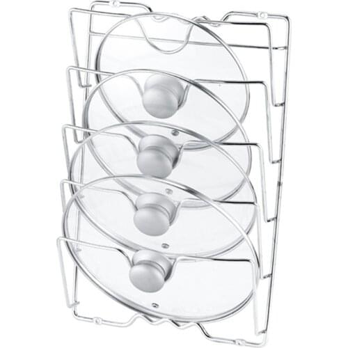 Kitchen Wall Hanging Pot Cover Rack 5-Layer Pot Lid Storage Rack Metal Multifunctional Pot Cover Rack Stand Spoon Holder