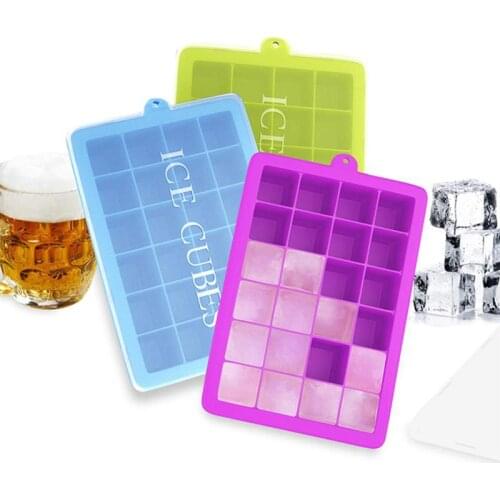 Ice Tray 24-Grid Heat Resistant Silicone Ice Cube Tray Chocolate Mold with Lid Ice Cream Maker Kitchen Bar Accessories