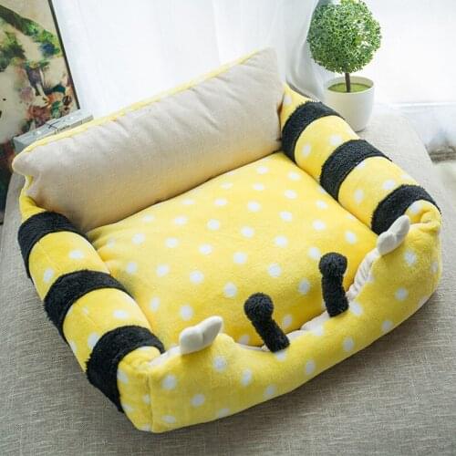 Cartoon Pet Kennel House Soft Detachable Dog Bed Cat Litter Nest Pet Sofa For Small Medium Dog Chihuahua Teddy Mat Puppy Cushion