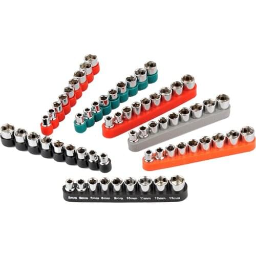 9PCS/Set Drive Sockets Set with Storage Rack, High Carbon Steel, 5-13mm, 6 Point Socket Bit Adapter Home Car Repair Tools