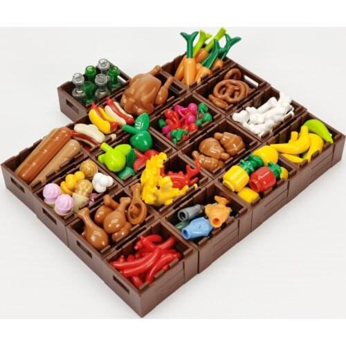 Apple Food Set Model City Educational Building Blocks Ice Cream Roast Chicken Chicken Leg Banana Cultivate Interest Cities Toys