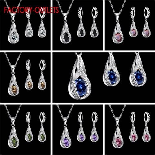 925 Sterling Silver Bridal Jewelry Sets Romantic Style Round CZ Crystal Women Girls Engagement Anniversary Wholesale