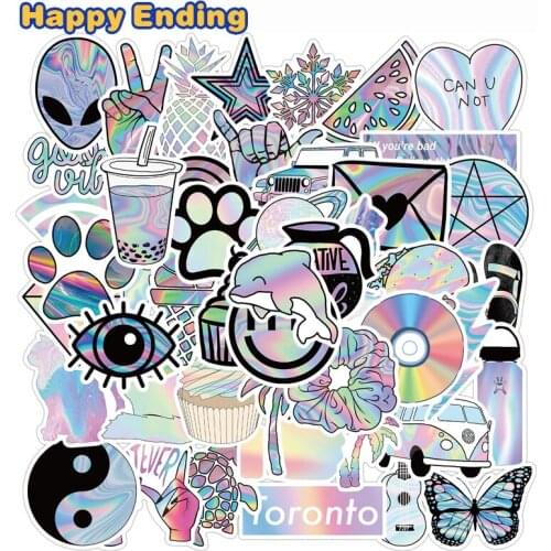 10/30/50Pcs Cartoon Laser Graffiti Stickers Bomb Vinyl Waterproof For Laptop Phone Bicycle Skateboard Water Bottle Luggage Car