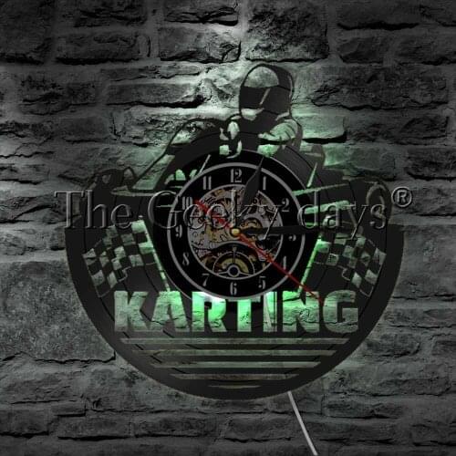 Go Karting Wall Lamp Vinyl Record Wall Clock Sport LED Wall Decor LED Backlight Night Light Gift For Kart Team Member
