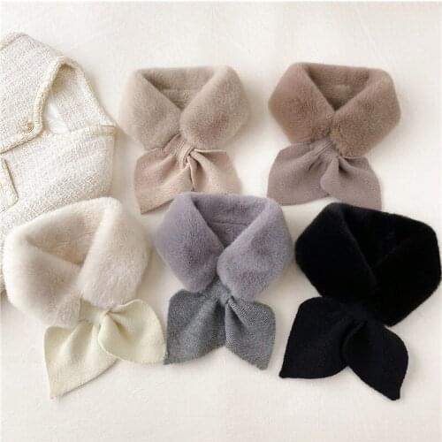 New Scarf In Autumn And Winter Female Imitation Rex Rabbit Wool Bib Thickened Warm Three Tube Scarf Bib