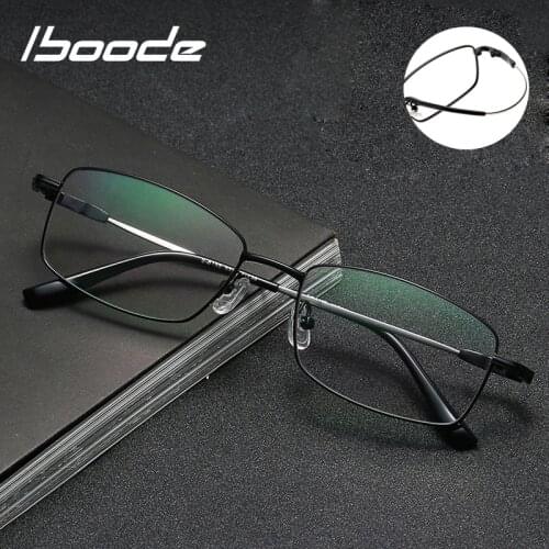 Iboode Design Anti Blue Light Blocking Men Reading Glasses Resin Memory Titanium Alloy Presbyopia Eyewear Lenses +1.0 +1.5 +2.0